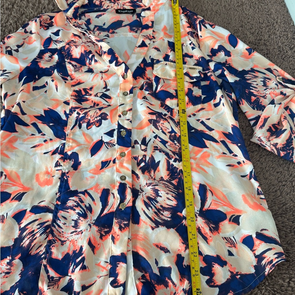 BEBE Tropical Neon Orange Blazer Blouse Set 2 Pieces Size M Medium - Picture 6 of 11